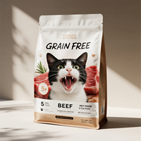 Sacs d'emballage pour aliments pour animaux de compagnie imprimés sur mesure, en plastique laminé, à fond plat, pour aliments secs pour chiens et chats