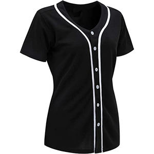 Jersey de béisbol con botones Hip Hop negro sólido personalizado para mujer al por mayor proveedor de camisetas de béisbol \ Softball de Pakistán - Product Image 3