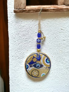Ojo Turco DAFNI de 11 CM, Hecho a Mano, con Relieve, Magnético, de Vidrio, Decoración Tradicional para Pared - Product Image 1