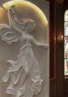 Murale en relief 3D moderne de 8x4 pieds, élégance européenne, portrait d'ange |   Panneau mural en FRP avec éclairage LED intégré |   Luxe haute fidélité