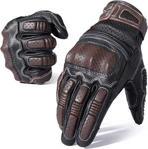 Gants de moto à doigts entiers Offre Spéciale Gants de course de motocross en cuir véritable avec fonction d'écran tactile pour le sport et le cyclisme - Product Image 1