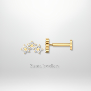 Luxury Diamond Star <b>Stud</b> <b>Earrings</b> 14K 18K Solid Gold Piercing Jewelry Real Lab Grown and Natural Diamonds IGI GIA Certified - Product Image 2