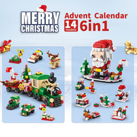 Calendrier de l'Avent 6-en-1 : Mini Briques Modèles, Calendrier de Compte à Rebours de Noël, Boîte Mystère, Ensemble de Blocs de Construction, Cadeaux et Petits Articles pour le Chaussette de Noël