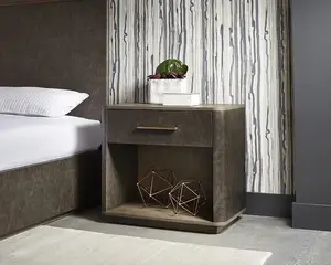 Kualitas tinggi Modern kulit mewah dada laci disesuaikan Nightstand untuk kamar tidur untuk rumah furnitur untuk Hotel Villa