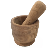 Mortier en bambou avec pilon et couvercle, moulin manuel pour épices et noix, broyeur d'herbes, écologique, artisanat Tayyab