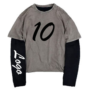 เสื้อยืดสำหรับผู้ชายเสื้อ100% ผ้าฝ้ายแขนยาวเสื้อโอเวอร์ไซส์ออกแบบโลโก้ได้ตามต้องการ - Product Image 6