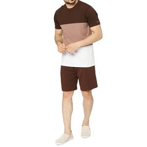 Conjunto de camiseta de manga corta informal y pantalones cortos de felpa para hombre, 100% algodón, liso, para verano, en oferta. - Product Image 1