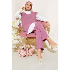 Suéter con volantes Triple Lino Conjunto Rosa polvoriento - Product Image 3