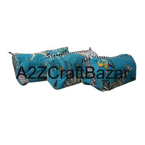 Sacs à cosmétiques en tissu 100 % coton écologiques, fermeture éclair à pompon, design tendance, réutilisables, durables, légers - Product Image 3