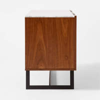 Buffet moderne en bois massif avec 4 portes et dessus en marbre Meuble polyvalent pour le salon, la chambre, l'entrée ou l'atelier