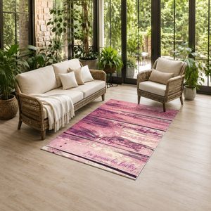 Tapis de salon en chenille antidérapant, imprimé numériquement, style anatolien traditionnel, rose prune, lavable en machine, vente en gros, RUGS DEPOT LXDP-0819 - Product Image 6