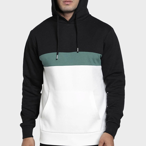 Sweat-shirt à capuche pour homme en molleton 100% coton, color block, avec poche kangourou et logo sur le devant, pour l'hiver - Product Image 2