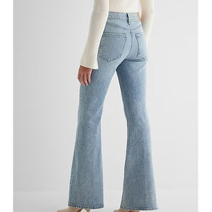 2024 bleu Denim taille haute femmes imprimer pantalon slim XL bouton respirant bords personnalisés coton crayon pantalon jean - Product Image 5