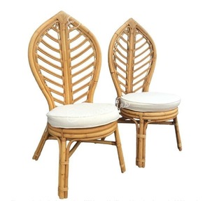 Silla de mimbre estilo hoja de loto hecha a mano diseño Floral elegante asiento de bambú o sala de estar Vintage Relax Chairr - Product Image 6