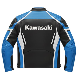 เสื้อแจ็คเก็ตขี่มอเตอร์ไซค์หนังวัวแท้สำหรับผู้ชาย ยี่ห้อ Rawasaki พร้อมอุปกรณ์ป้องกันระดับ CE ระดับ 2 และดีไซน์ Hump - Product Image 2