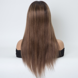 <span class=keywords><strong>Pelucas</strong></span> Médicas sin Pegamento, Color Marrón Ceniza Degradado, Parte Superior de Seda, Completamente Anudadas a Mano, Peluca de Silicona PU, Cabello Humano Virgen Europeo Remy para <span class=keywords><strong>Alopecia</strong></span> - Product Image 2