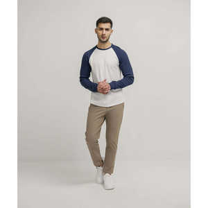 Camisa raglán de punto de gofre para hombre para temporada de otoño - Product Image 1