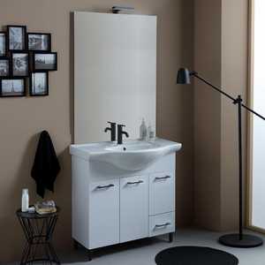 85cm White Export <b>Bathroom</b> Cabinet with <b>Black</b> Details Mirror and Ravenna Lamp Premium <b>Bathroom</b> <b>Set</b> - Product Image 3