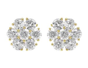 Hermosa y lujosa joyería de diamantes de moissanita de claridad VVS con aretes de racimo de plata esterlina para mujer - Product Image 1