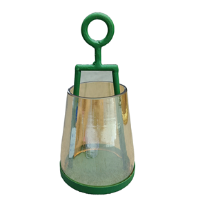 Candelabro moderno industrial de vidrio y hierro con marco geométrico y mango de bucle - Product Image 2