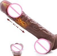 Vibromasseur télescopique télécommandé en silicone liquide réaliste, avec fonctions de poussée et de chauffage, étanche, pour femmes adultes