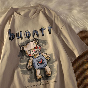เสื้อยืดสตรีคอกลมแขนสั้นทรงหลวมสำหรับฤดูร้อน,เสื้อยืดลายการ์ตูนดีไซน์ยอดนิยมสำหรับผู้หญิง - Product Image 3