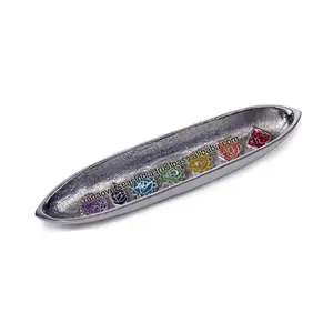 Wholesale High Quality Metal Incense Ash Catcher Tray With Seven Color And Seven Chakra For Meditation Yoga Mindfulness