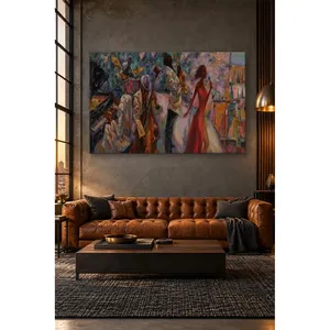 Fida Singer en robe rouge devant l'orchestre de jazz, impression sur toile - Product Image 2