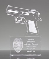 Plaque de trophée personnalisée en acrylique gravée au laser, jet de combat, plastique vierge, lucite, couleur pleine, semi-camion, avion, Glock