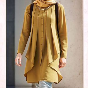 Robe Abaya à Capuche pour Femmes Musulmanes du Moyen-Orient Couleur Orange Jalabiya Robe Musulmane pour Femmes Dubaï - Product Image 1