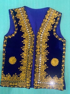 <b>Royal</b> <b>Blue</b> <b>Mens</b> Afghani Waistcoat with Mirror Work and Golden Embroidery Ethnic <b>Jacket</b> for Festivals Weddings and Celebration - Product Image 4