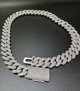 VVS Moissanite 925 Sterling Silver 18MM 22 pouces Moissanite Cuban Link Chain, Box Clasp Lock Chain Pass Diamond Tester - Product Image 3