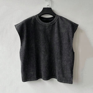 Venta al por mayor personalizado High Street Washed camiseta sin mangas Hip Hop Casual chaleco Streetwear camiseta sin mangas para los hombres - Product Image 1