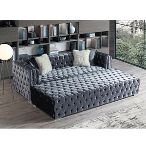 Fabricant de canapés Offres Spéciales design modernes rembourrés de luxe en velours noir capitonné Mobilier de salon Canapé de chambre à coucher - Product Image 4