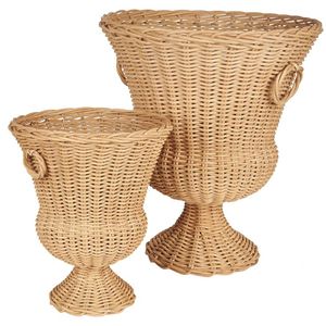 Wholesales Hand Woven Rattan <b>Planter</b> Flower <b>Pot</b> Baskets Home Decoration Wicker Baskets Plant <b>Pots</b> for Indoor Plants Table Decor - Product Image 2