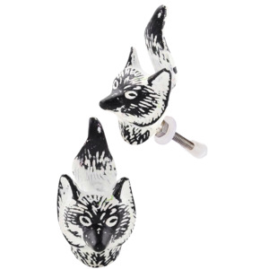 Boutons de porte et poignée de tiroir en renard en fonte blanche de conception créative pour commode et chambre à coucher/utilisation d'armoires de cuisine de villa - Product Image 2