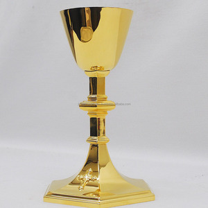 Calice d'église en laiton avec nickelage et finition polonaise brillante forme ronde Design moderne excellente qualité pour boire - Product Image 4