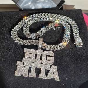 Collar con Colgante de Letra Varsity Personalizado OEM, Elegante, con Moissanita, Chapado en Rodio, Plata 925, Oro Rosa, Joyería de Lujo Hip Hop para Hombre - Product Image 2