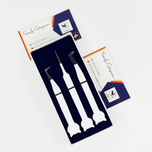 Pinzas de pestañas de acero inoxidable con empuñadura de diseño de gato de Color blanco con logotipo personalizado, pinzas de pestañas de 45 75 90 grados con punta de fibra - Product Image 5