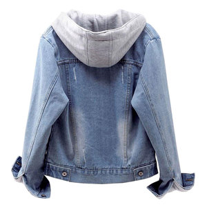 Women Winter Autumn Detachable Hat <b>Hoodie</b> Jacket <b>Sherpa</b> Fur Fleece <b>Lined</b> Jean Trucker Jacket Coat for Ladies - Product Image 3