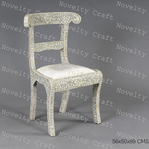 Luxury Ethnic <b>Dining</b> <b>Chair</b> with Carved Floral Pattern <b>Black</b> Bone Inlay Floral <b>Chair</b> Decorative Accent Furniture with Statement - Product Image 3
