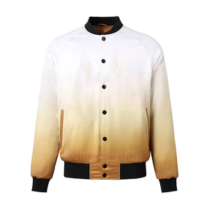 Blouson Bomber en Satin Ombré Blanc à Or Vieilli pour Homme et Femme – Style Urbain Imperméable Printemps – Collection Fraternité Grecque - Product Image 1