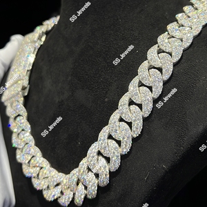 Collar Hip Hop BustDown de Cadena Cubana con Engaste de Garra de Moissanita VVS1 Auténtica de 20mm SS Jewels, Plata de Ley 925 con Baño de Rodio - Product Image 6