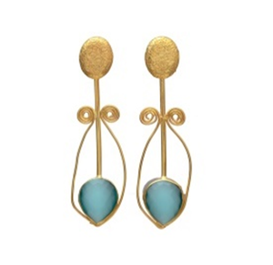 สินค้ามาใหม่ยกระดับสไตล์ของคุณด้วยต่างหูควอตซ์สีฟ้าประดับอัญมณีทองเหลืองชุบทอง - Product Image 1