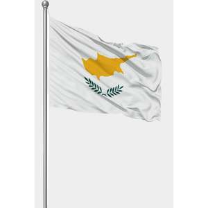 Bandera de Chipre para Exteriores, Impresa Digitalmente, 3x5 pies, Hecha de Poliéster y Seda, Asta de Aluminio - Product Image 1
