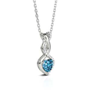 Collier Jeulia en argent sterling plaqué or rose avec moissanite en forme de fleur et de cœur pour anniversaire - Product Image 2
