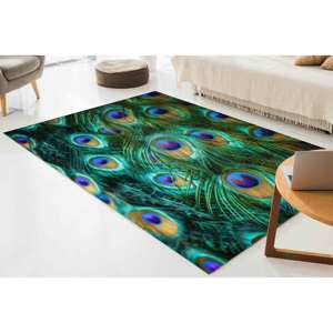 Peacock Feather <b>Rug</b>: 3D Printed Colorful Accent <b>Rug</b>,<b>Chenille</b> <b>Rug</b> - Product Image 3