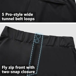 Pantalones de béisbol del equipo para adultos Color negro Fly Zip Front con dos cierres a presión Ropa deportiva de longitud completa Pantalones de béisbol para jóvenes - Product Image 5