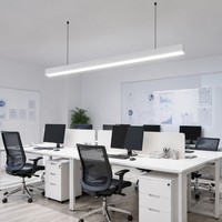 Lampe suspendue linéaire LED en aluminium de 1200 mm pour bureau, 6000K, dimmable, pour plafond de bureau