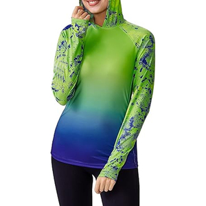 UPF 50 + venta al por mayor de secado rápido ropa de protección solar señoras pesca camisetas correr mujeres Anti-UV camisa de manga larga con capucha - Product Image 5
